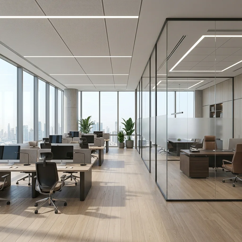 Large scale corporate office furniture Dubai — multi-floor enterprise workstation fit-out UAE Mobilia®