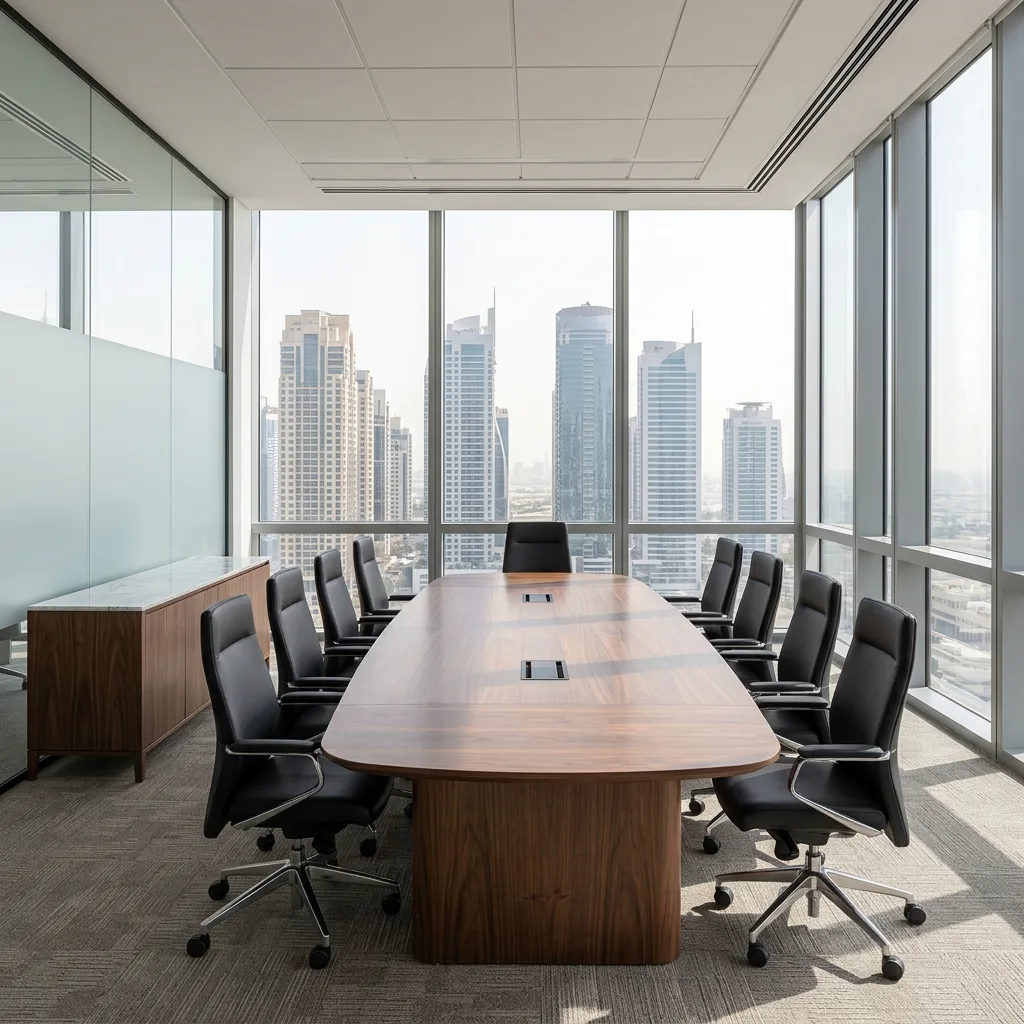 JLT office furniture Dubai — open plan workstations and reception counter DMCC tower UAE