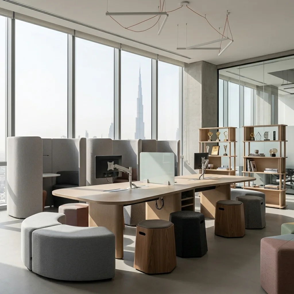 Logistics office furniture installation JAFZA Dubai — warehouse operations room workstations UAE