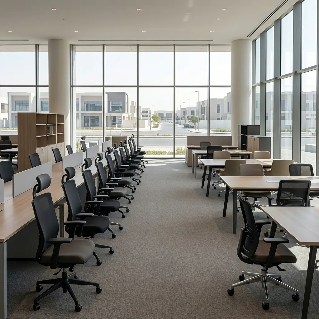 Mobilia office furniture showroom Al Quoz Dubai — showroom interior UAE