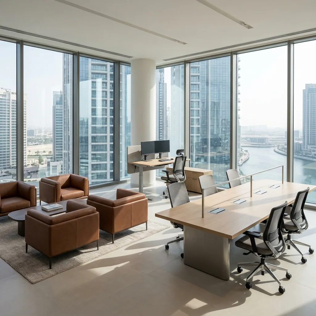 Mobilia office furniture Business Bay Dubai — corporate tower fit-out UAE