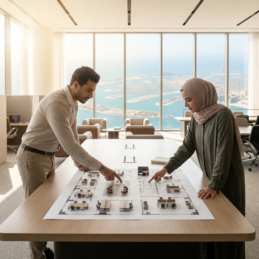 Office layout design Dubai — workspace planning for office fit-out UAE Mobilia®