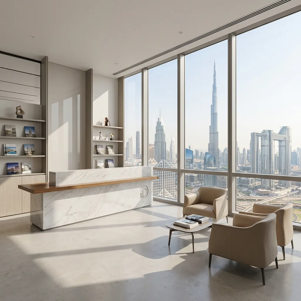 Property developer sales office furniture Dubai — show suite and brokerage office fit-out UAE