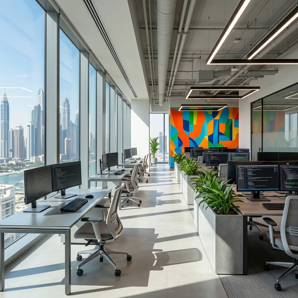 Tech office furniture installation Dubai — software company developer workstations Mobilia® UAE